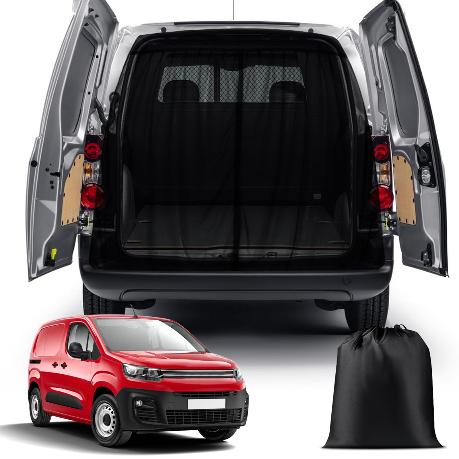 ZWPARTS Moustiquaire Magnétique Personnalisée pour 2018-2025 Citroën Berlingo pour Porte Arrière, Moustiquaire Van pour Porte Arrière, Moustiquaire avec Fermeture éclair sur Porte Centrale