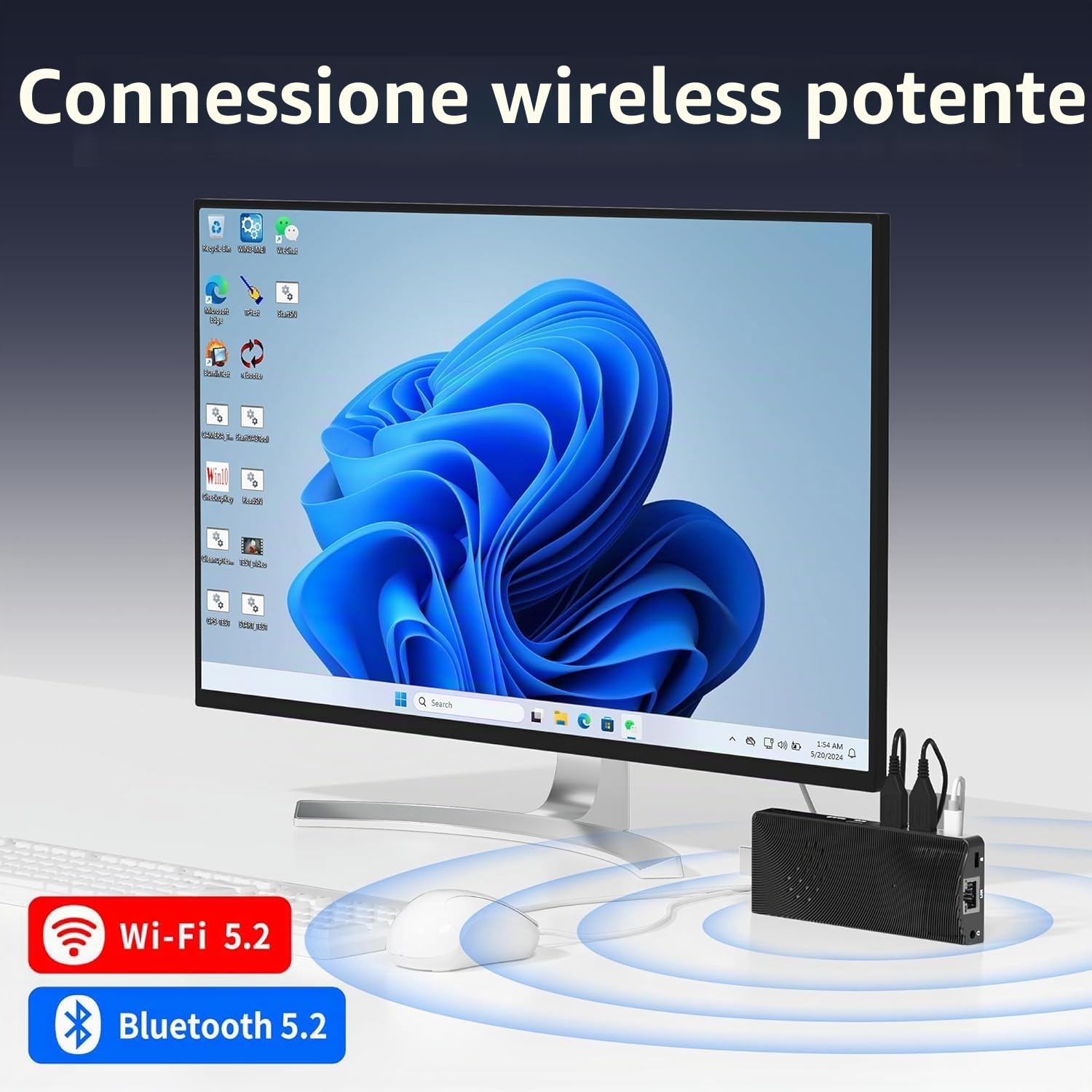 Mini PC Stick,Win 11 8 GB RAM 128 GB eMMC Celeron J4115 2.7 GHz, USB-C Fanless Desktop PC, USB3.0 X 2, RJ45 Gigabit Ethernet 4K 60Hz, WiFi BT 5.2, HDMI 2.0 per affari, casa, ufficio