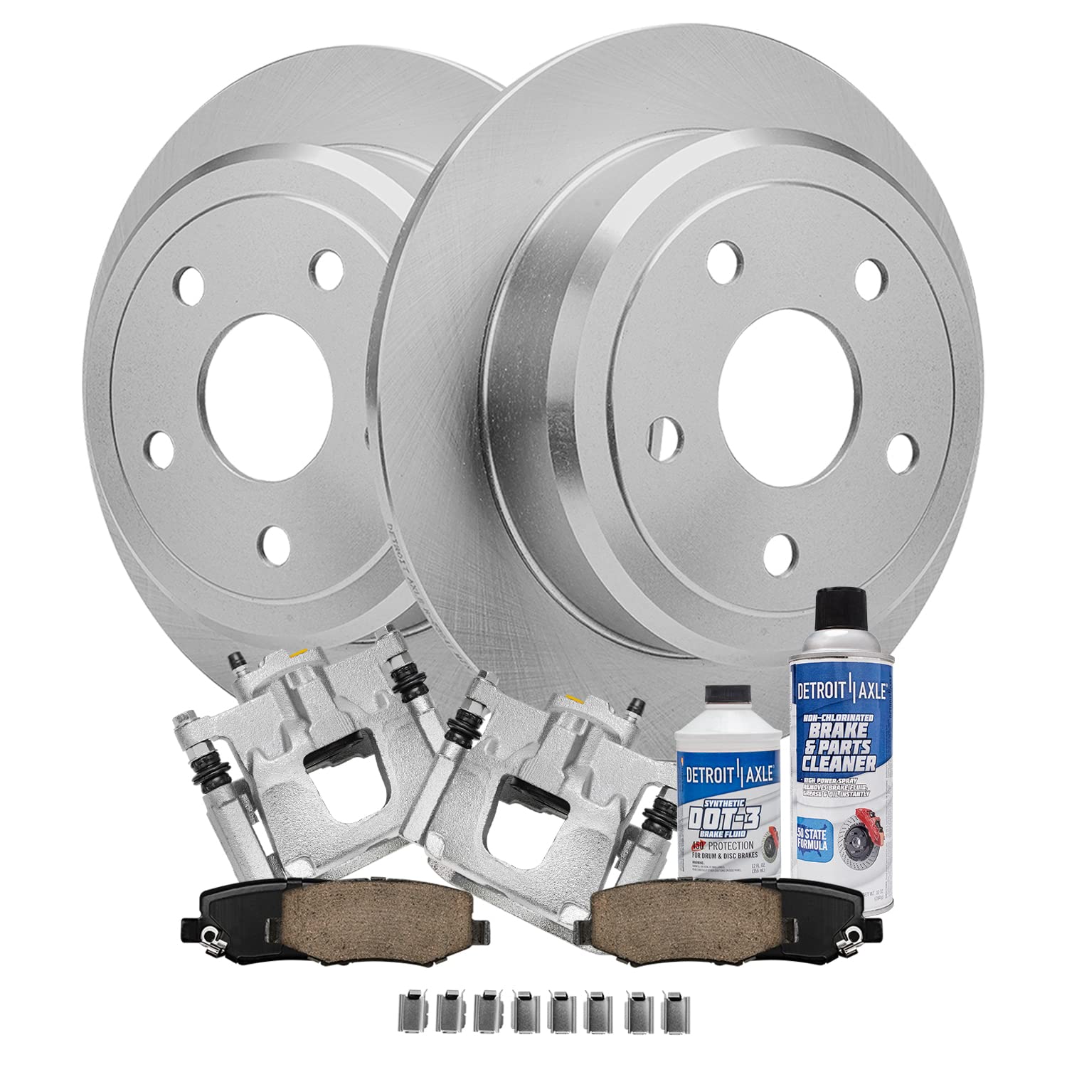 Detroit Axle - Rear Brake Kit for 2007-2017 Jeep Wrangler 2018 Wrangler JK Disc Brake Rotors Brakes Pads 2008 2009 2010 2011 2012 2013 2014 2015 2016