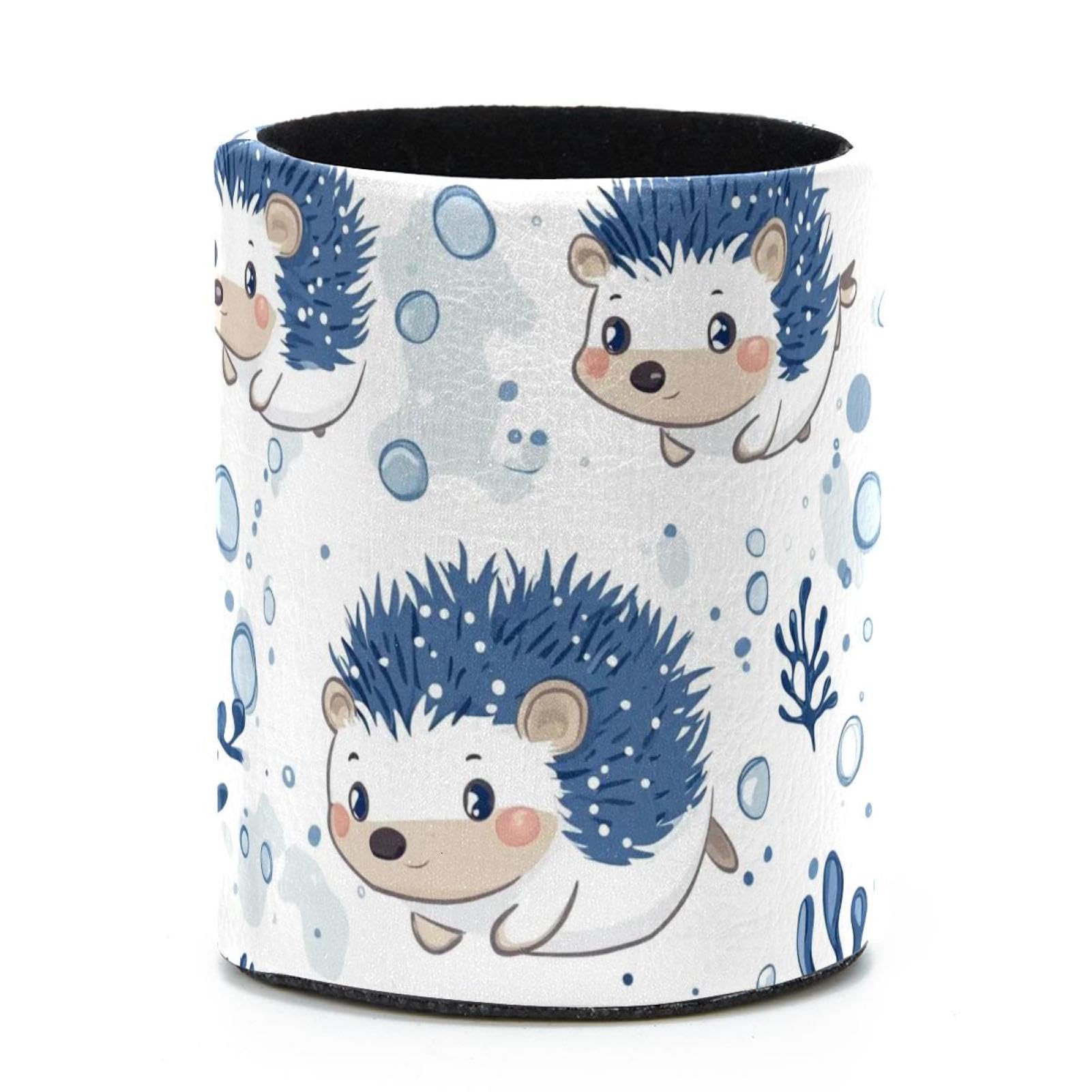 VAPOKF Round Pencil Holders for Desk, Cute Hedgehog Pen Holders Pen Pot Makeup Brushes Storage Desktop Stationery Supplies Organiser for Home Office