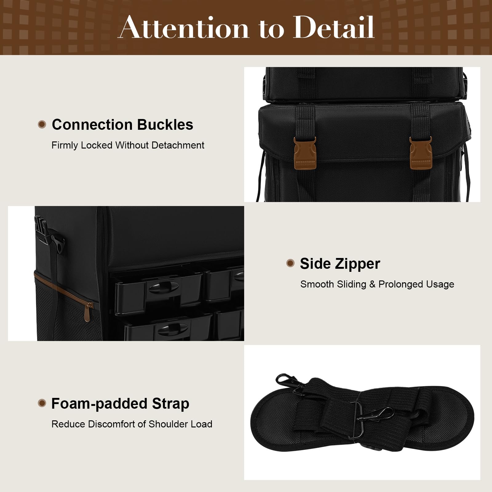 Valise cosmétique 2 en 1 avec 8 tiroirs, valise de tatouage avec roulettes et sac bandoulière amovible Valise cosmétique Valise à roulettes Valise cosmétique Valise à roulettes Valise cosmétique