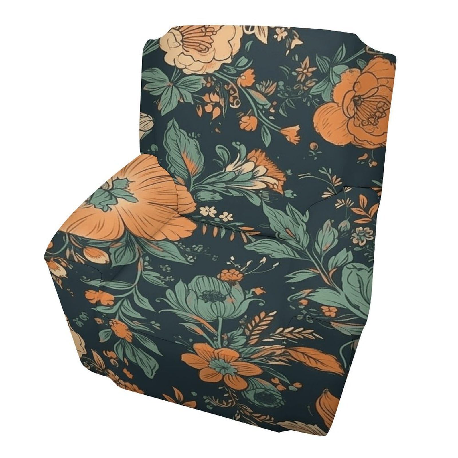Fekiloot Style Orange And Green Flowers Couch Cover Sofa Cover Sofa Slipcover