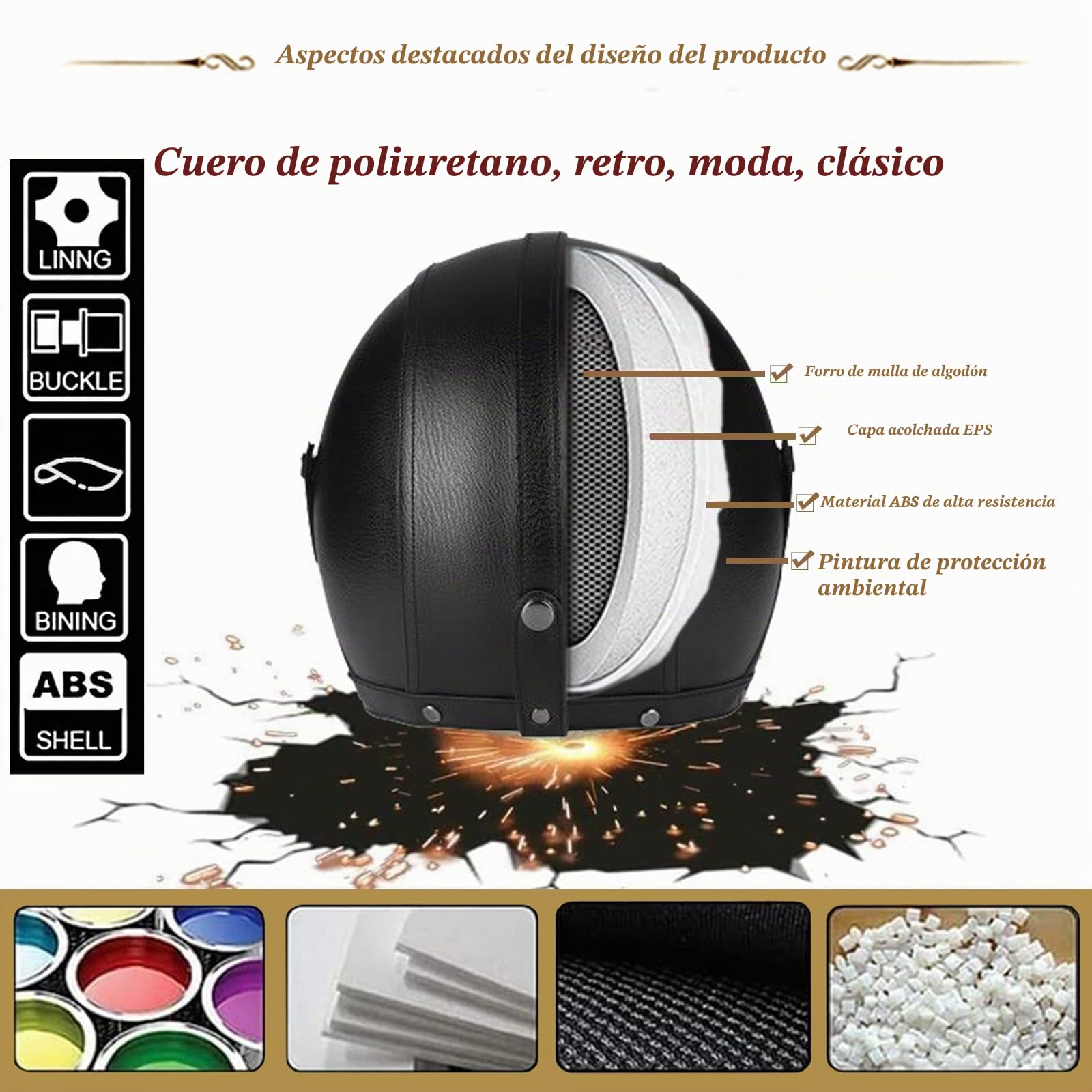 Casco Medio de Cara Abierta Vintage, ECE Homologado Retro Casco Moto Jet Abierto con Bluetooth ECE Homologado Custom Scooter Casco Moto para Mujer Hombre Adultos - S-2XL (55~64cm)