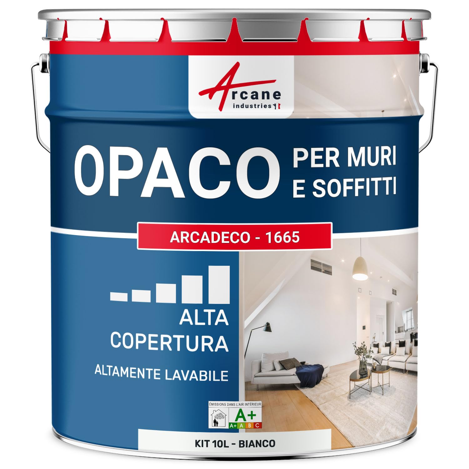 Pittura Murale Opaca Lavabile Finitura Vellutata 10 L Bianco | Pittura Murale Opaca, Finitura Vellutata, Alto Potere Coprente, Lavabile, Muri e Soffitti - Arcane Industries