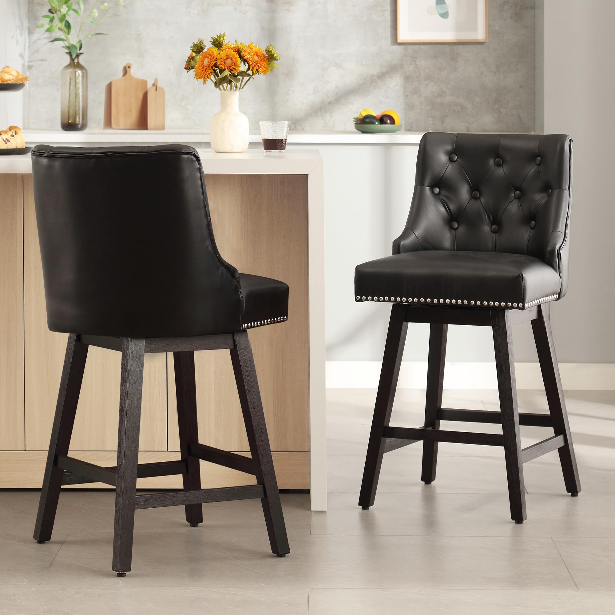 Swivel Bar Faux Leather Counter Stools With Backs Corrigan Studio