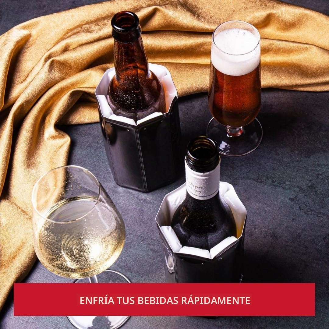 Vacu Vin Refroidisseur Actif Mini Noir - Refroidit Rapide, Maintient Température Basse - Polyvalent Bière et Vin