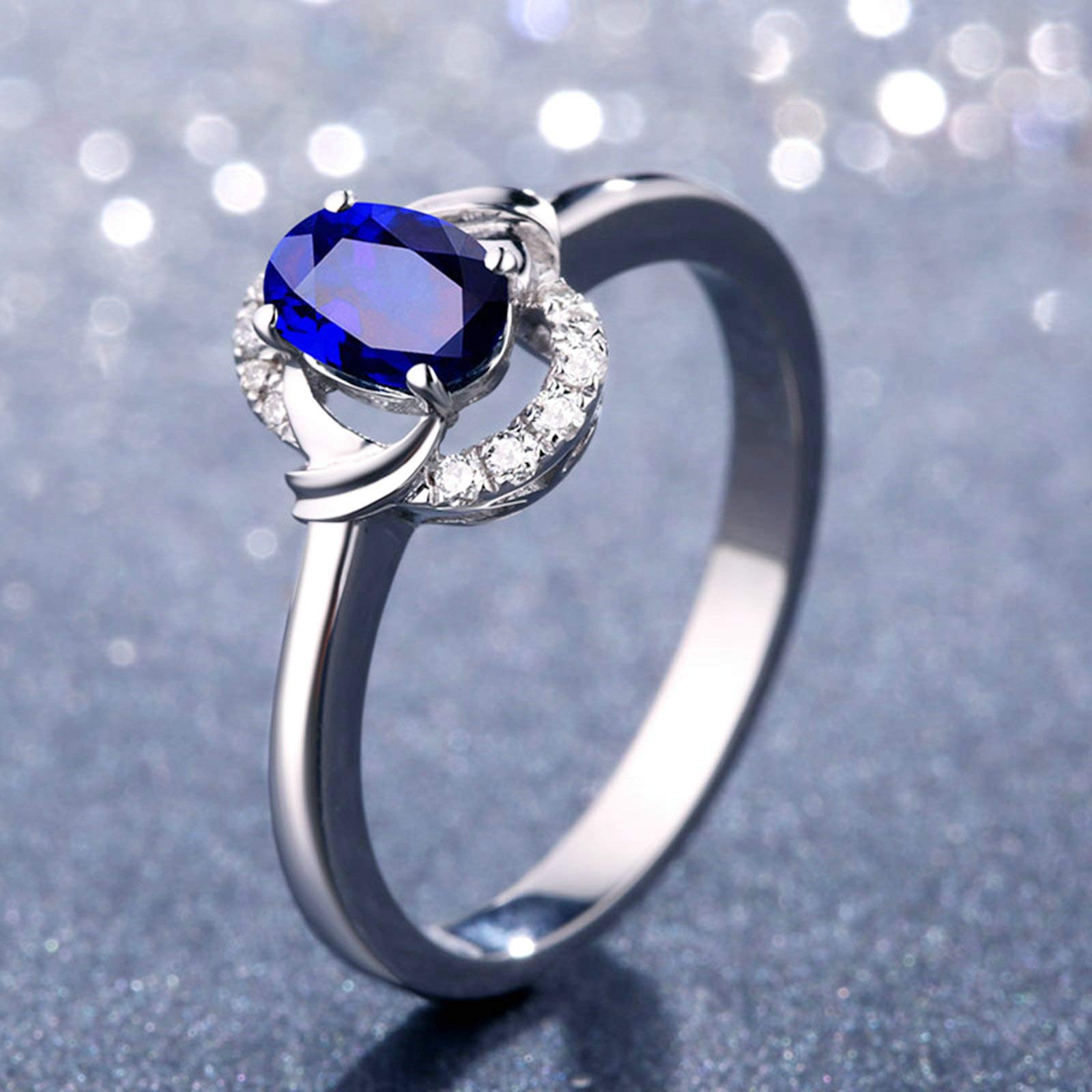 Beydodo Obrączki ślubne 18 karatów, owalne, z szafirem 0,48/0,97/1,37/2,22 ct, pierścionek zaręczynowy dla kobiet z diamentem e białe złoto, 49 cm (15,6 cala), colore: 2.22ct, cod. TLLWGZ2561