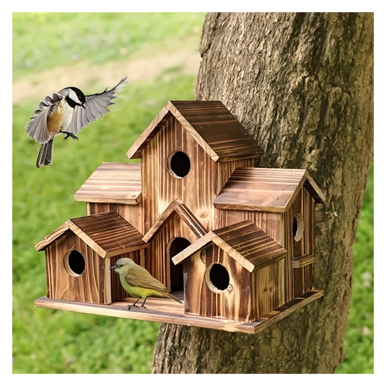 Nido de Madera para pájaros Casita de Madera for pájaros, Nido for jardín al Aire Libre, comedero Colgante Decorativo for, decoración Rural for el hogar