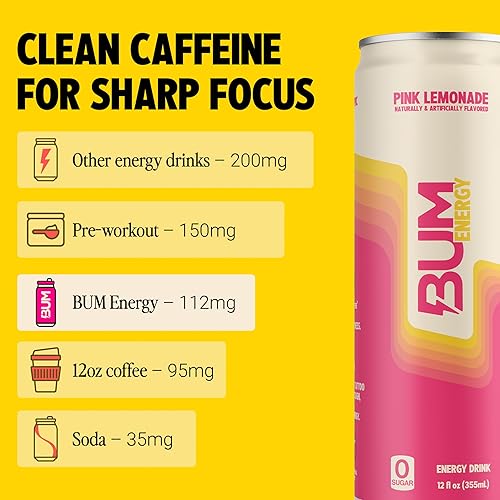 Vista 76 de BUM - Bebida energética sin azúcar, cereza escarcha, ligeramente carbonatada y sin colores artificiales, cafeína natural y citicolina para energía