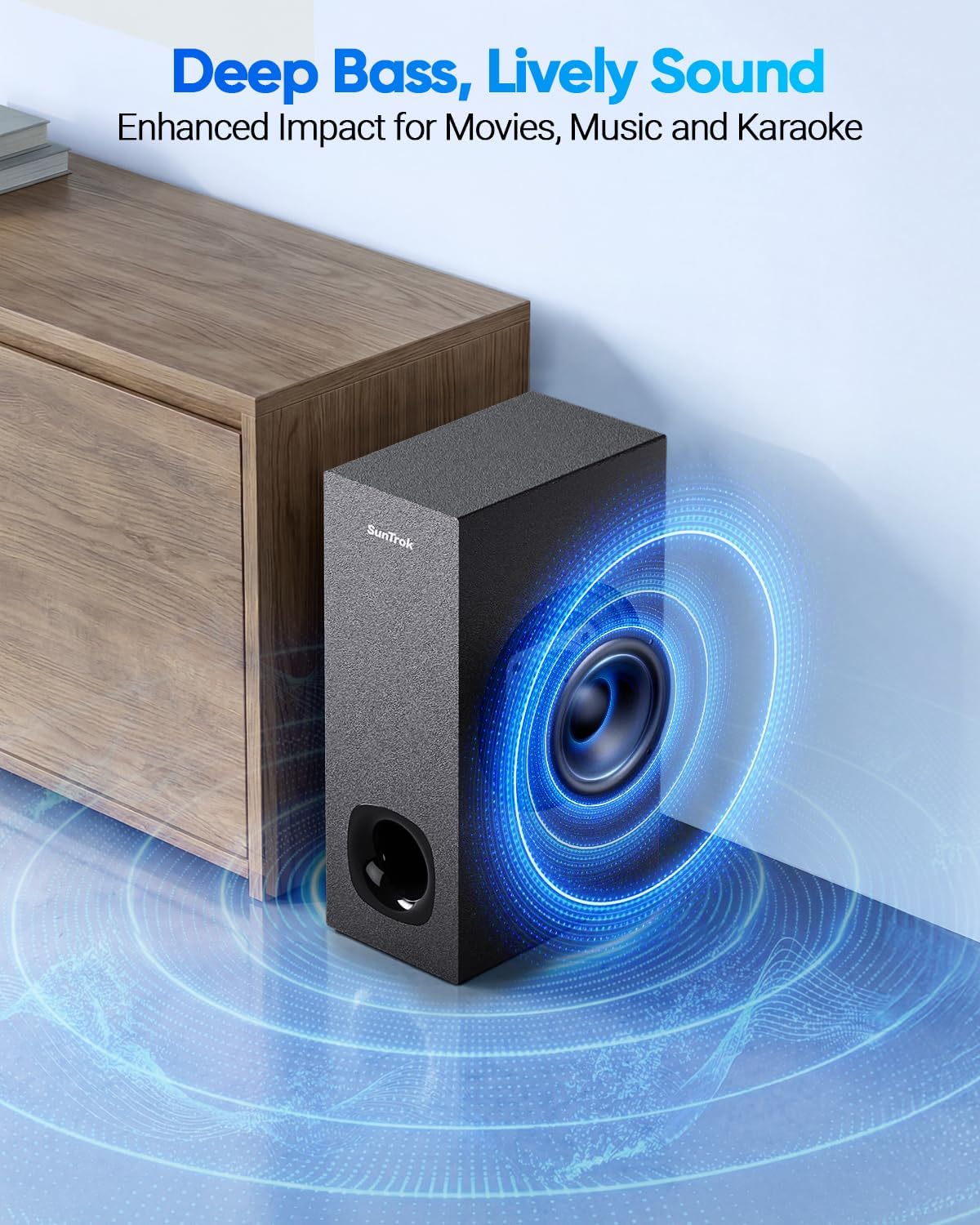 Soundbar with Subwoofer for TV, Home Theater Bluetooth 5.3 Speaker System with 2 Wireless Karaoke Microphones, Surround Sound Audio with HDMI ARC, Optical, AUX, USB for Movie, Music, Family Party