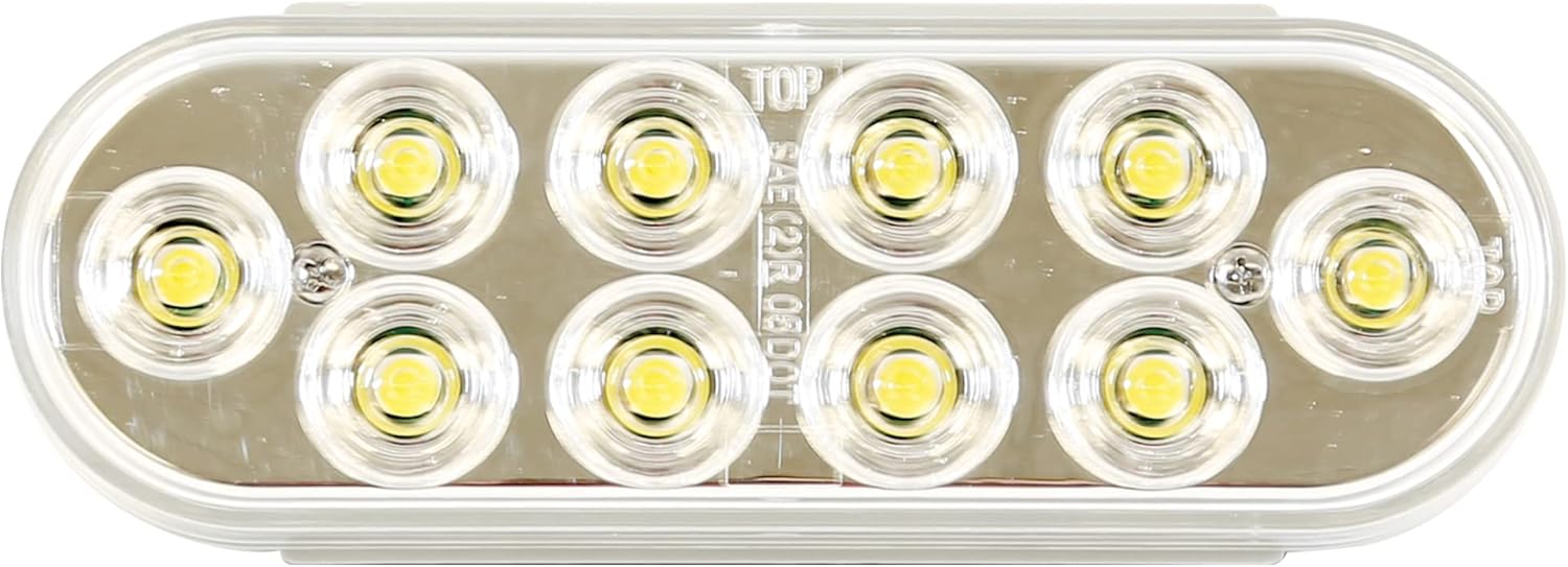 Buyers Products 5626310, 6 Inch Oval Back Up/Reverse Light with 10 LEDS, Rear Light/Stop/Turn Signal Light for Trucks, Light Bar, Clear