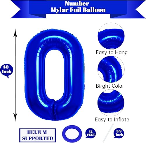 Miniatura 2 de Globo de 40 pulgadas, color azul marino, número 4, globos de aluminio con el número 4 para fiestas de cumpleaños, globos color azul rey de 4 años
