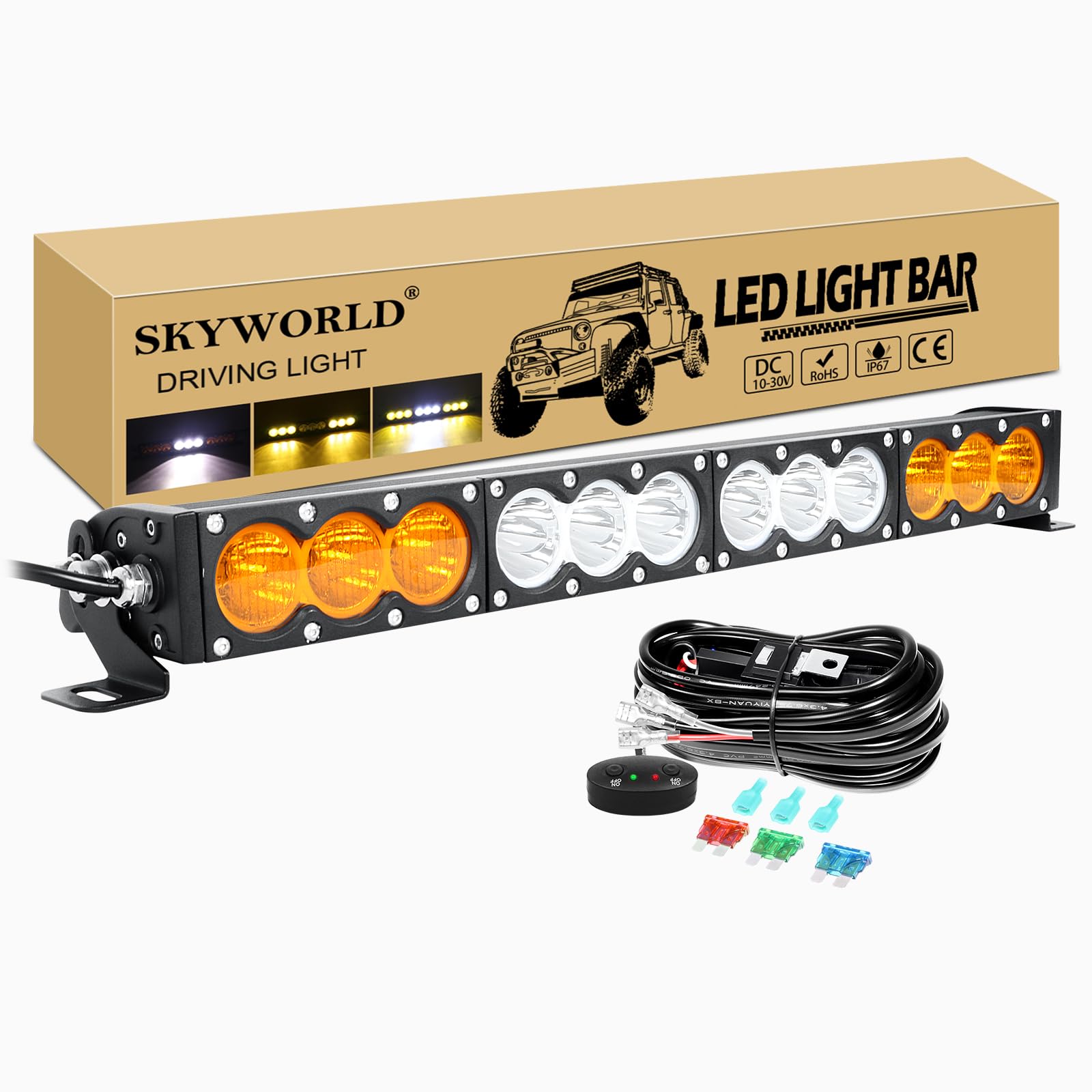 Barre LED 216W SKYWORLD - Phare Off-Road IP67, Support Magnétique - Pour 4x4, Camion, Véhicule