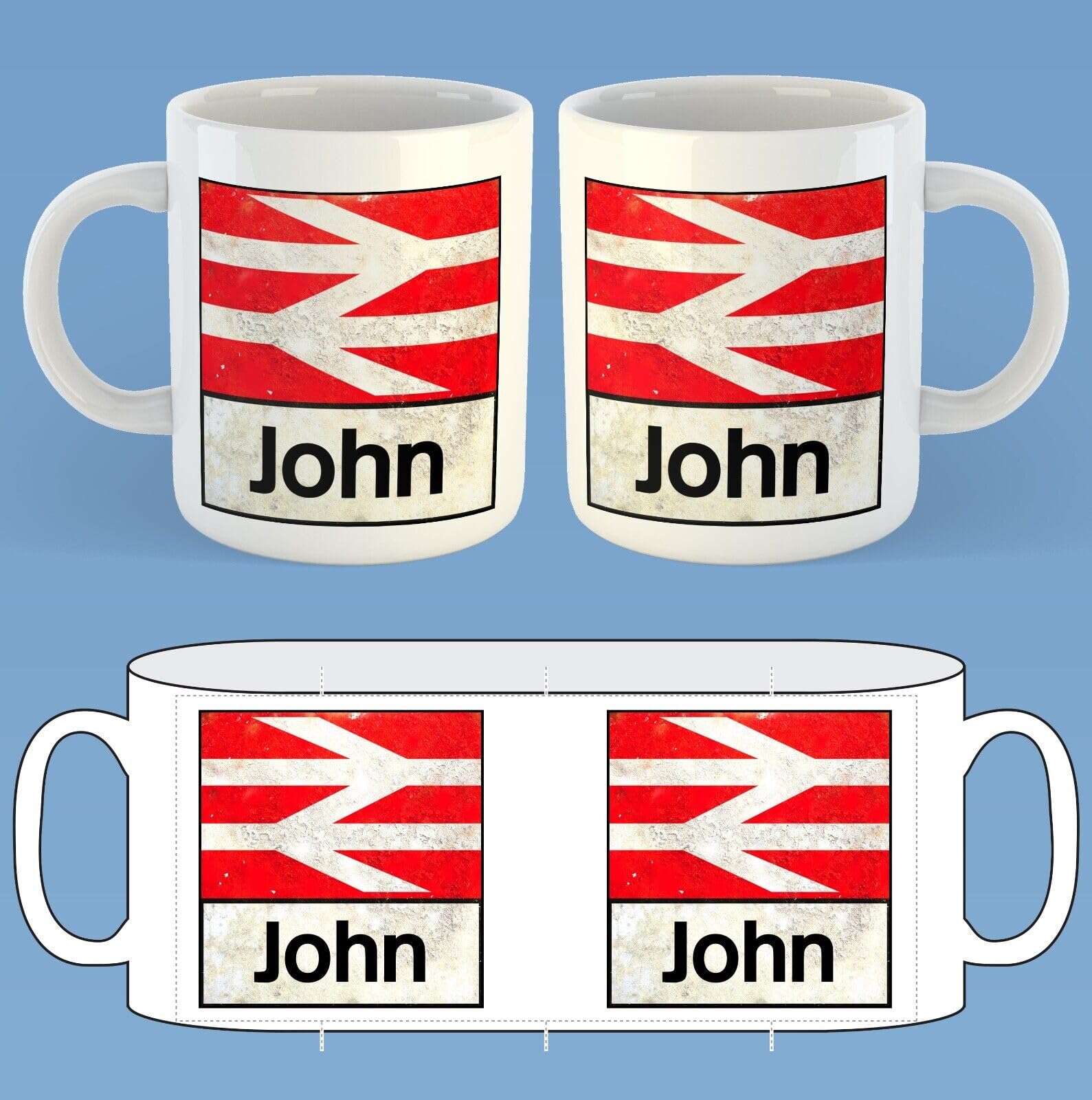 Generic Personalised 11oz White Ceramic Mug - Railway Mug, 330ml