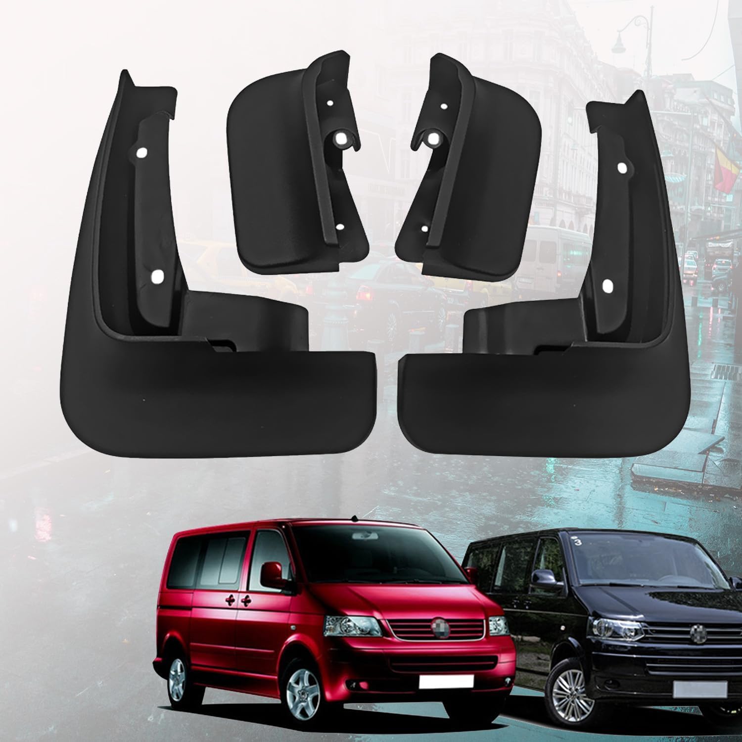 Kit De 4 Guardabarros Para VW Transporter/Caravelle/Multivan T5 T6 T7 (2008-2022) | ABS Resistente | Protección Contra Salpicaduras De Barro Y Grava | Fácil Instalación