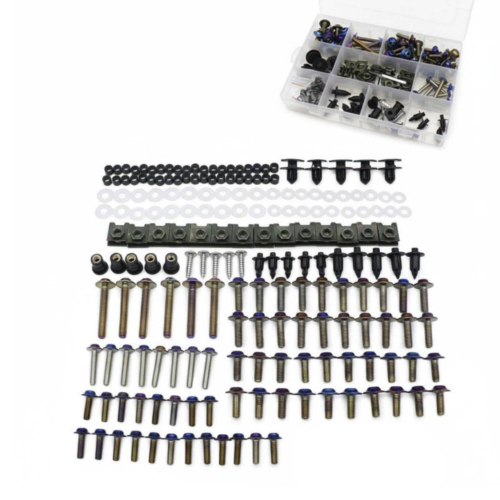 195 Pieces Colored Motorcycle Bolt Kit 304 Stainless Steel Motorcycle Fairing Bolt Kit Sportbike Bodywork Screw Set for Competition Rides Burnt Blue-image-10
