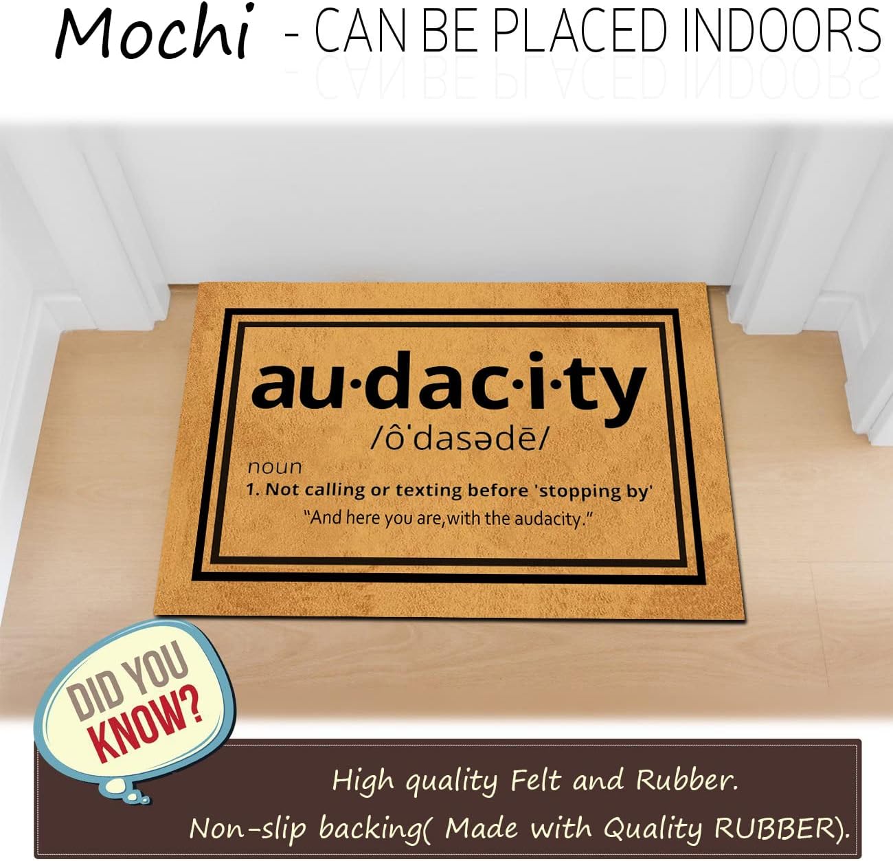 Funny Doormat for Indoor Outdoor - Audacity Definition Door Mat Funny Front Door Mat Welcome Mat Kitchen Mat Entrance Floor Mat Non Slip Mats Indoor Outdoor Rug 23.6 in(L) by 15.7 in(W)