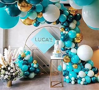 DIY Dark Teal and Tiffany Balloon Garland for Birthday Communion Baby Shower Bridal Shower Balloon Arch Graduation Party Backdrop Decoration (Tiffany and Teal)