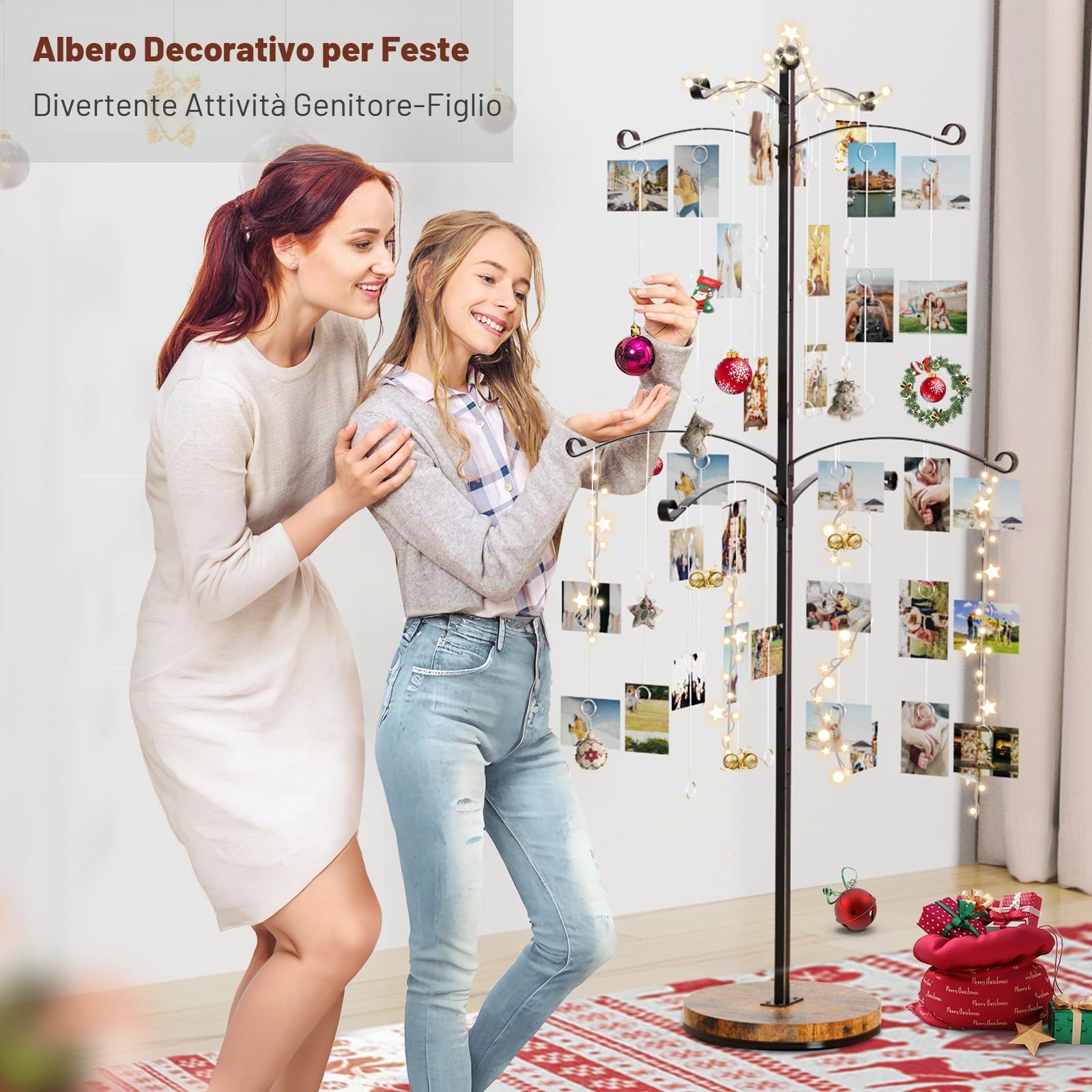 Albero per foto in metallo, 90 clip per cornici da 10 x 15 cm, 12 x 17 cm, da appendere e esporre biglietti regalo, versatile decorazione per la casa per collage
