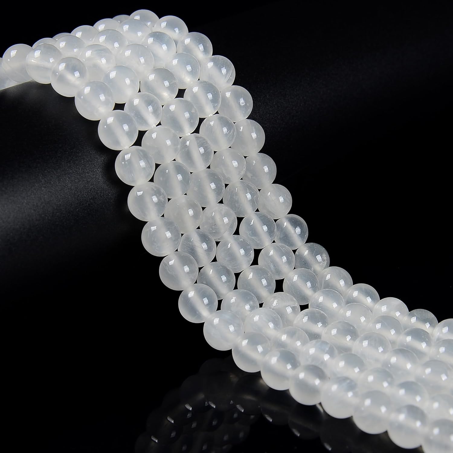 JM Design White Calcite Smooth Round Beads Size 12mm 15.5'' Strand for Jewelry Making