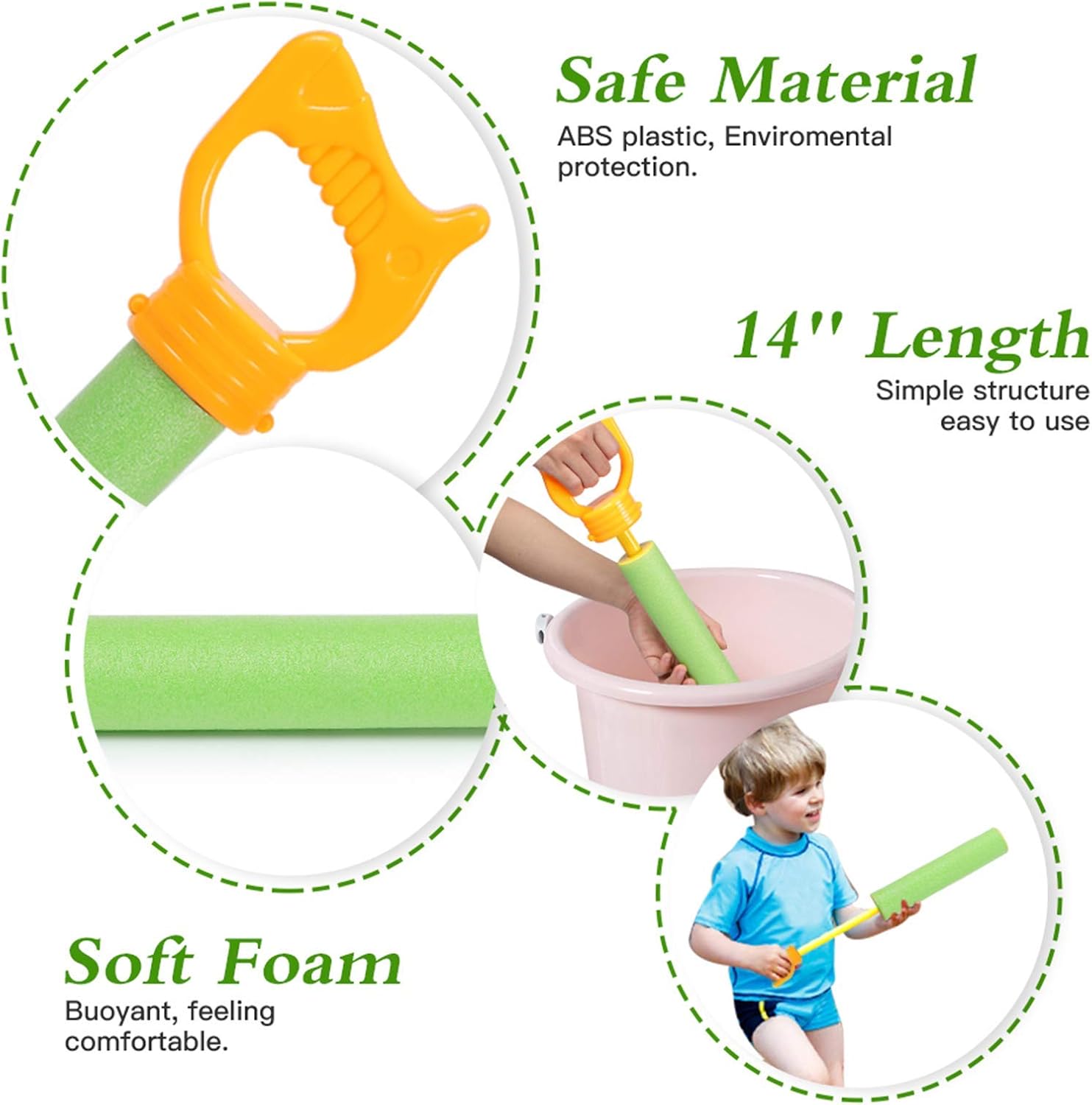 Lucky Doug 6 PCS Foam Water Guns Set for Kids, 13.2" Water Squirt Guns Blaster Pool Toys for Kids Shooter Swimming Pool Party Outdoor Beach Sand Fighting : Toys & Games