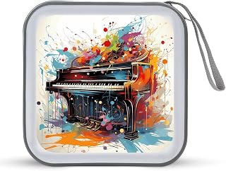 Color Music CD Case Holder 40 Capacity DVD Case Wallet Portable Hard Plastic Disc Cases Storage Binder Large Storage Disc Wallet Bag with Zippers for Car Home Office Travel