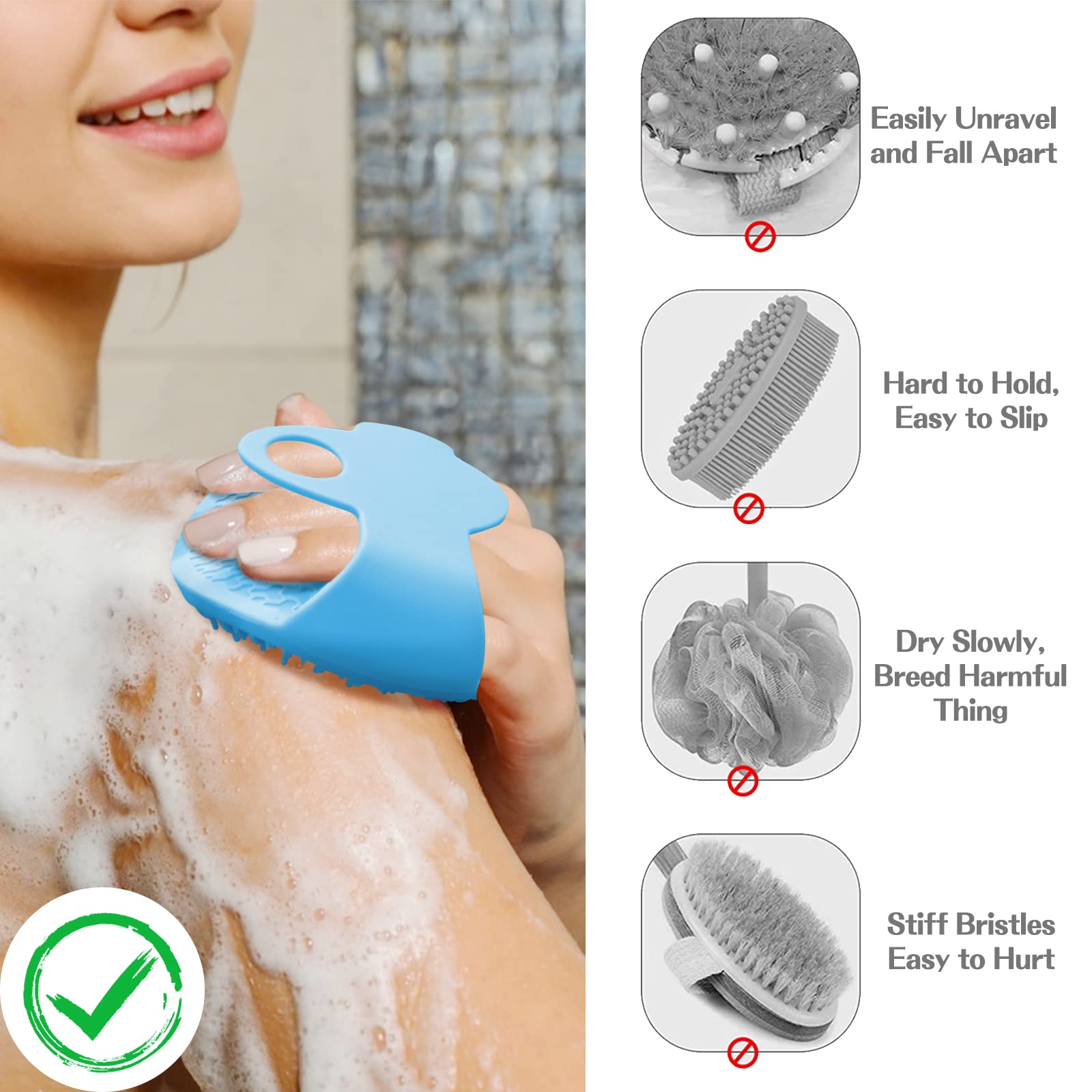 Silicone Body Scrubber, New Upgrade Multifunction