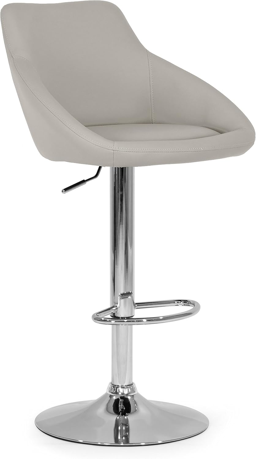 Glamour Home Set of 2 Alani Ashy Gray Adjustable Height Swivel Bar Stool in Faux Leather