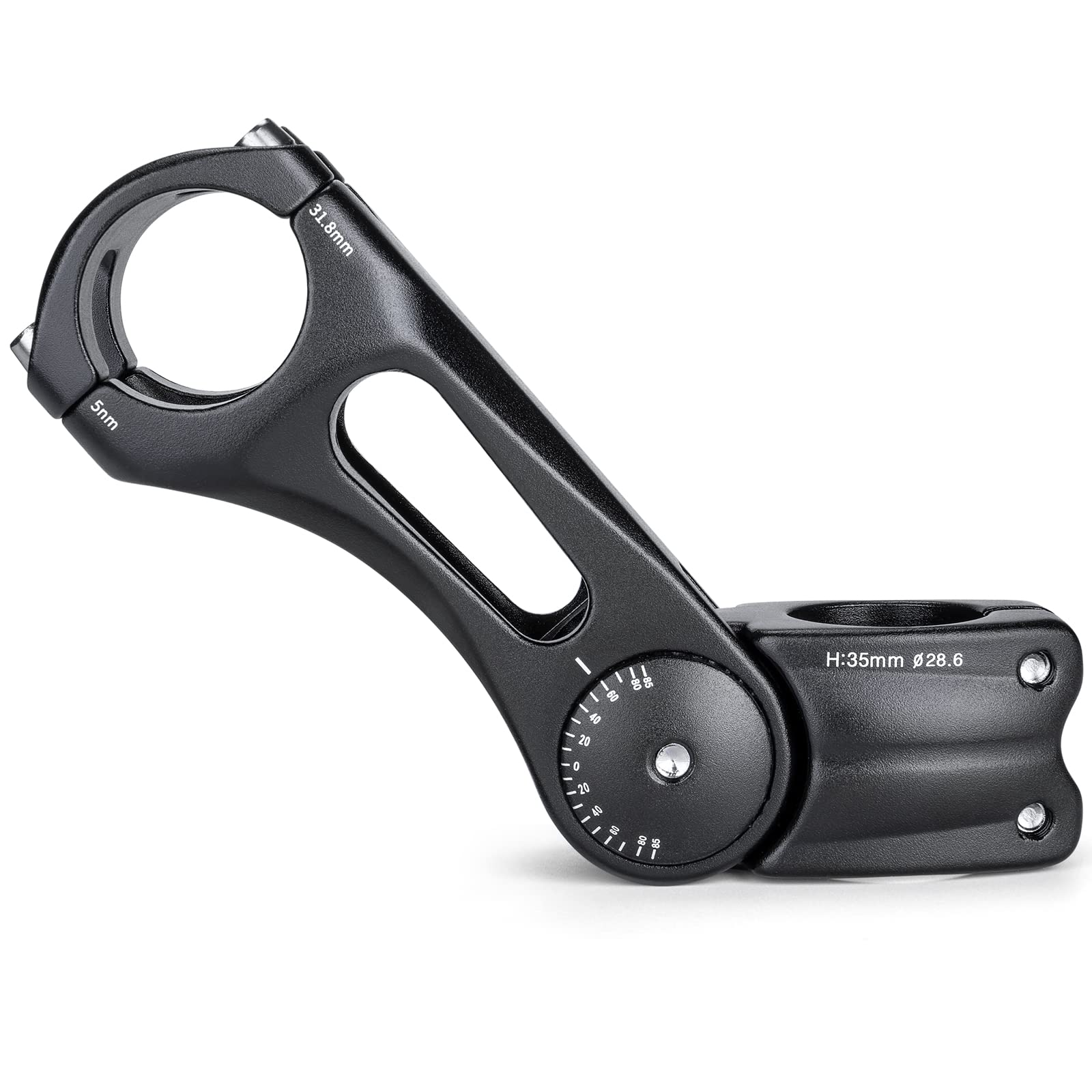 GEWAGE Bike Bicycle Stem - -75 ~ + 50 Degree Adjustable Bike Stem- 110/125/140mm Bike Stem Riser for 31.8(1-1/4") Handlebars- Aluminum Alloy Bike Stem