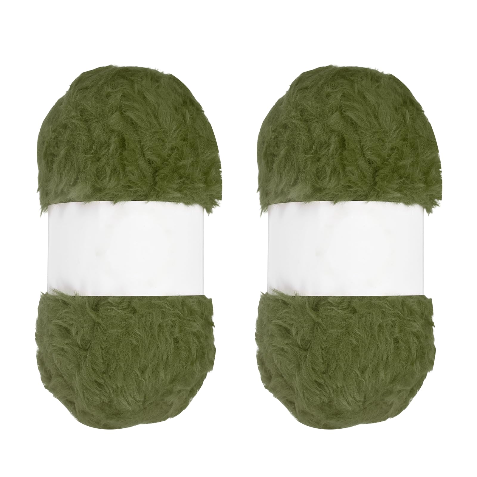 Hilo falso de peluche suave verde militar PATIKIL 65 yardas y 2 madejas gruesas de poliéster
