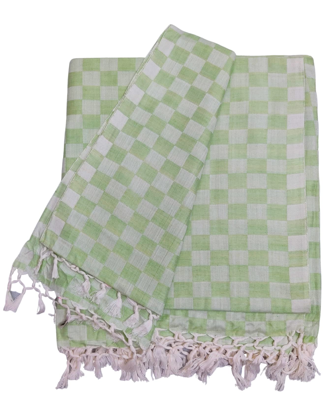 ArvoreArvore Bunkaar Pure Handloom 100% Cotton Soft Beautiful Self Dobby Checks Design Bhagalpuri Summer Chadar/TopSheet/Comforter (Size- 265cm X 135cm) (Olive Green)