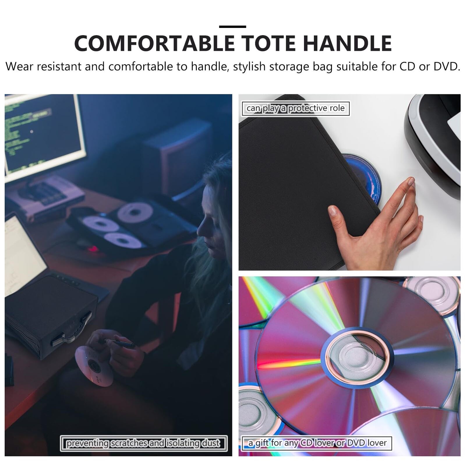 Custodia Porta CD e Dvd Capacità 240 Unità in Pelle Pu e Tessuto Oxford Resistente e Portatile Manico per Collezionisti e Amanti della Musica