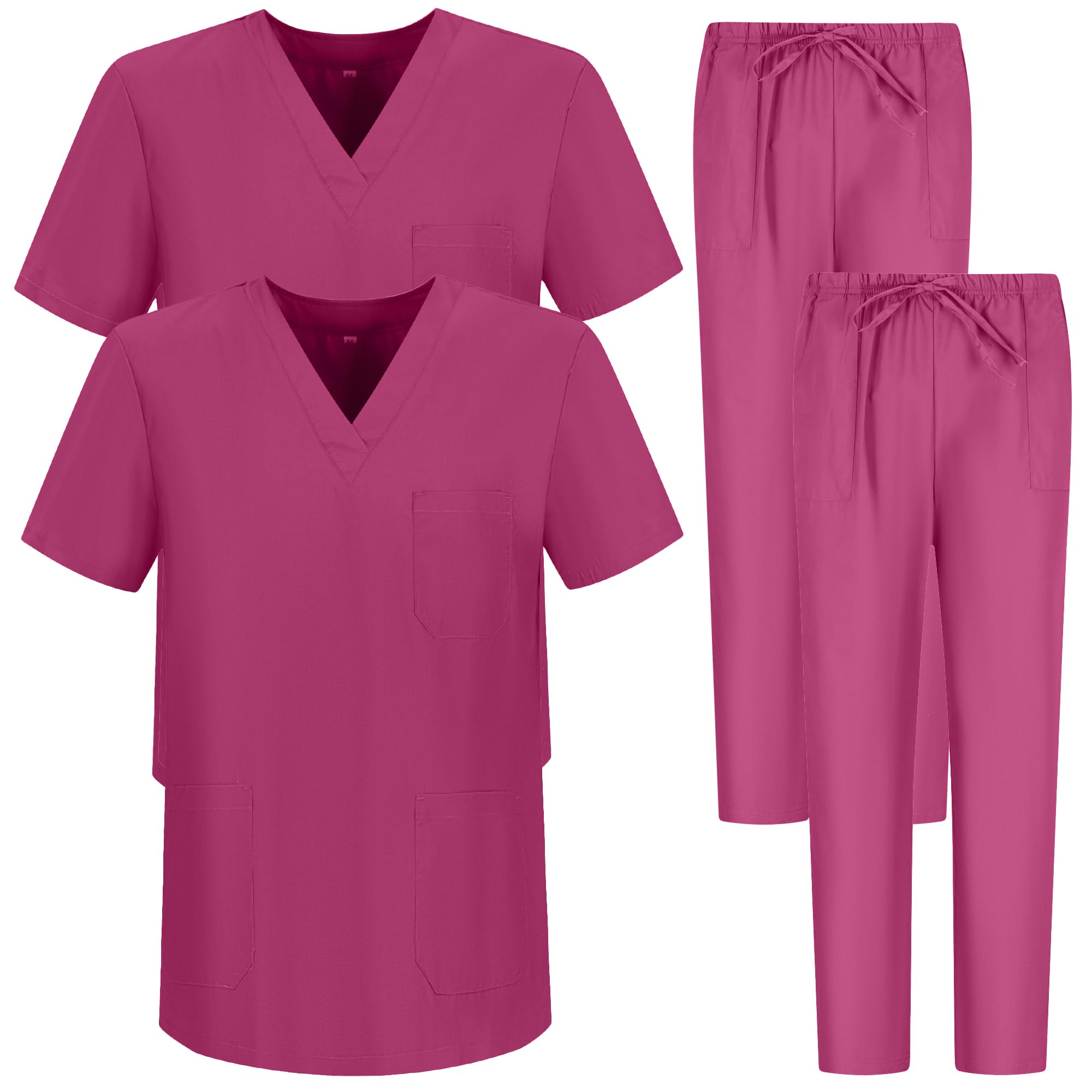 MISEMIYA - Paquete de 2 Conjuntos - Pijama Sanitario Conjuntos Uniformes Sanitarios Unisex - Uniformes Medicos 2-6801-6802 - M, Granate