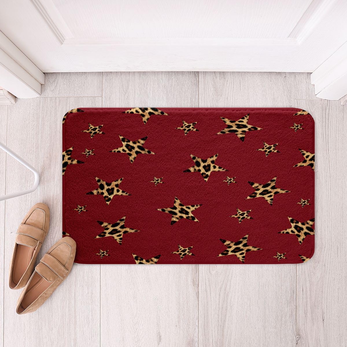 Star Leopard Kids Bath Mat,Preppy Cheetah Y2K Aesthetic Mats Rugs,Girls Boys Room Decor,Trendy Chic Modern Fashion Bathroom Carpets,Baby Pink Brown Bath Rug,Absorbent Floor Mats,20Wx32L Inches image 5