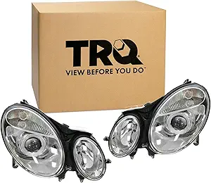 TRQ Headlight Assembly Set for Mercedes-Benz E-Class (Driver & Passenger Halogen)