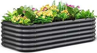 Quictent Galvanized Oval Raised Garden Bed Kit, 6x3x1.5 ft