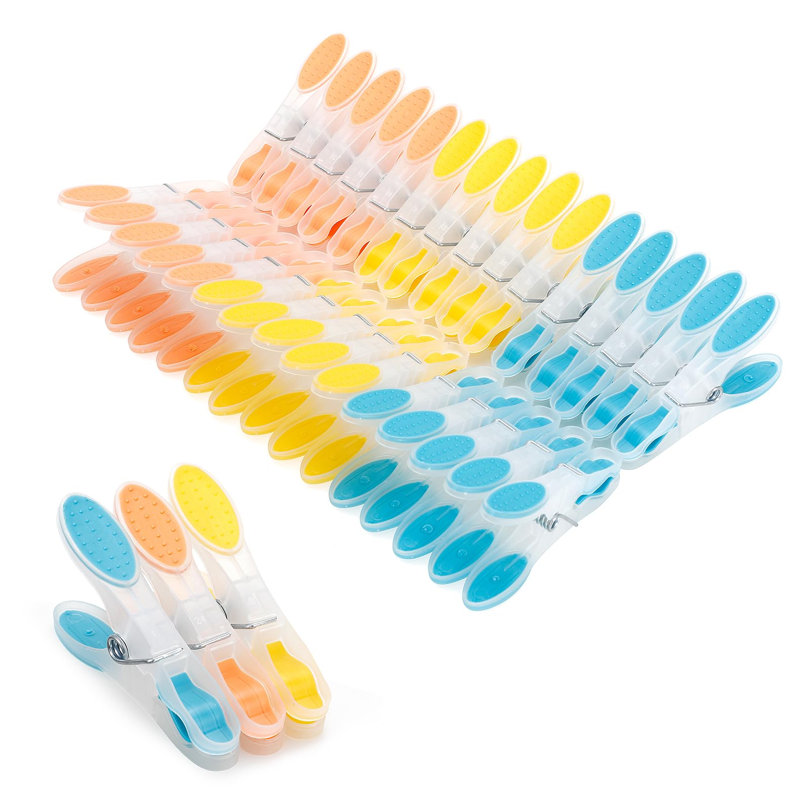 AiQInu 30 Stück Wäscheklammern mit Rutschfestem Silikon, Plastik Handtuchklammern Clothes Pegs, Mehrfarbig Klammer Hinterlässt Keine Marken für Wäsche Hosen T Shirts Unterwäsche