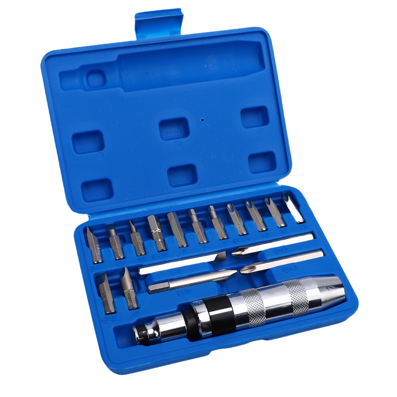 CRV legierter Stahl, 18-teiliges 1/2-Zoll-Handschlagschrauber-Set, umkehrbarer manueller Schraubendreher mit Bits zum Entfernen verrosteter Befestigungselemente, hartnäckiger