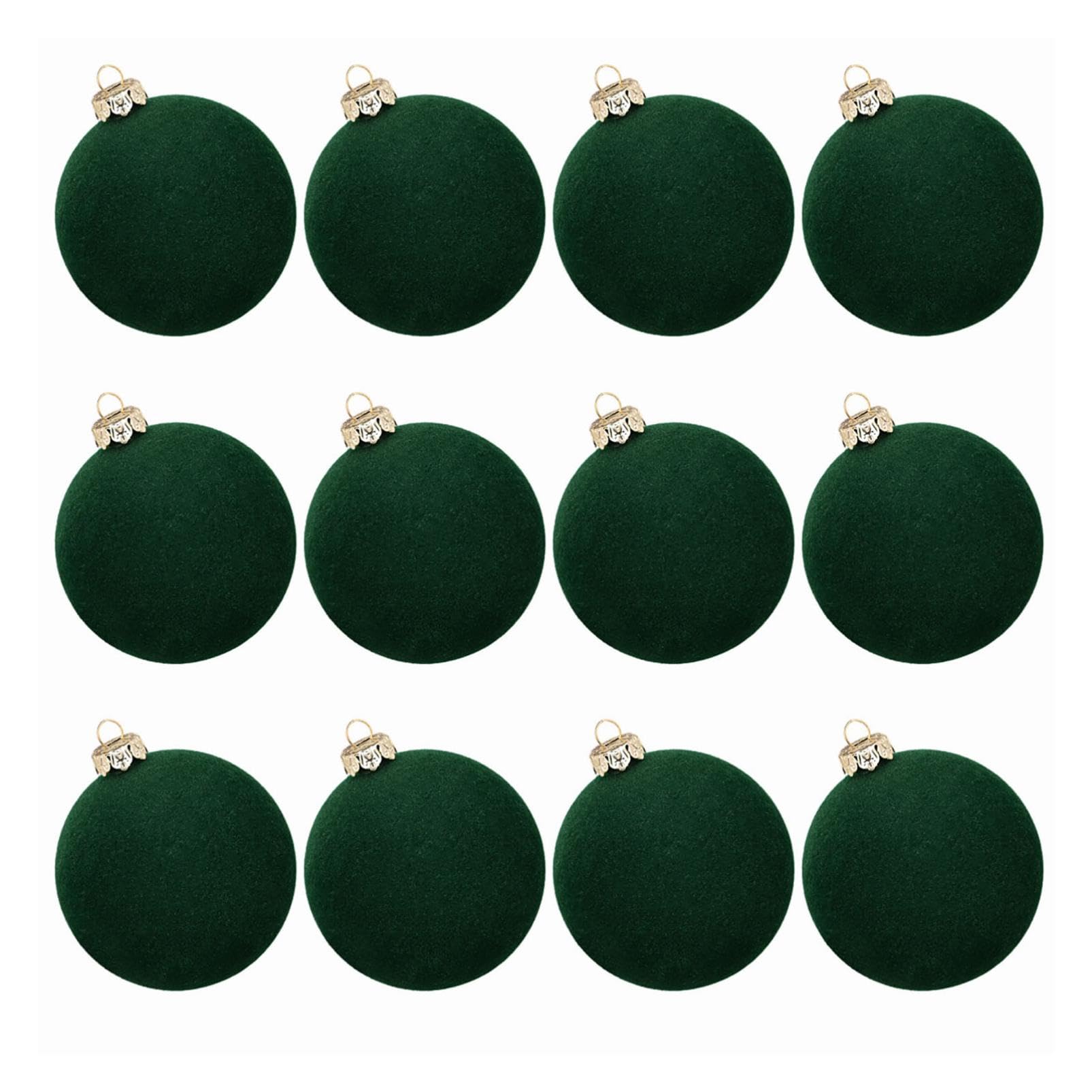 Générique Décorations Pompons en Velours, Lot de 12, Floqués Bordeaux, Diamètre 6 Cm, avec Anneaux De Suspension (Green)