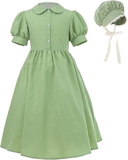 Girls Prairie Pioneer Dresses Laura Ingalls Wilder Pilgrim Colonial Costume Dress
