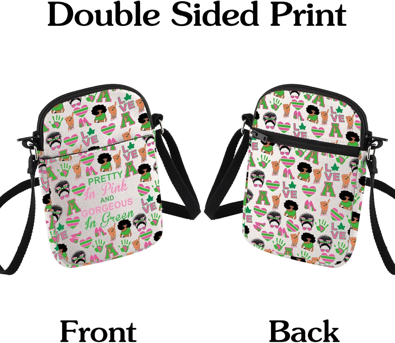 HOLLP Sorority Crossbody Bag Sorority Graduation Gift Pretty Pink and Green Small Sling Bag Gift for Women - Image 7