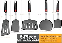 Vista 4 de Mixed 5 Piece Silicone Spatula Set, 600F Heat-Resistant No-Melt Rubber Spatula Handle and Blade - Kitchen Cooking Utensils for Nonstick Cookware