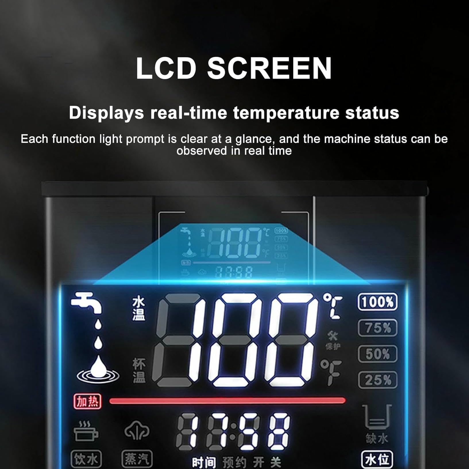 Macchina elettrica per bollire l'acqua da 12 Litri, montalatte a Vapore Professionale, Macchina per schiumare Il Latte, con 2 Display LCD per la Temperatura, Ideale per caffetterie.