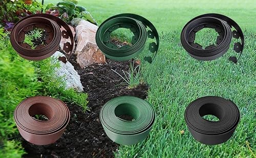 Landscape Edging Coil Kit 4 Inch High Terrace Board with 24 10-inch Spikes,80 FEET, Green