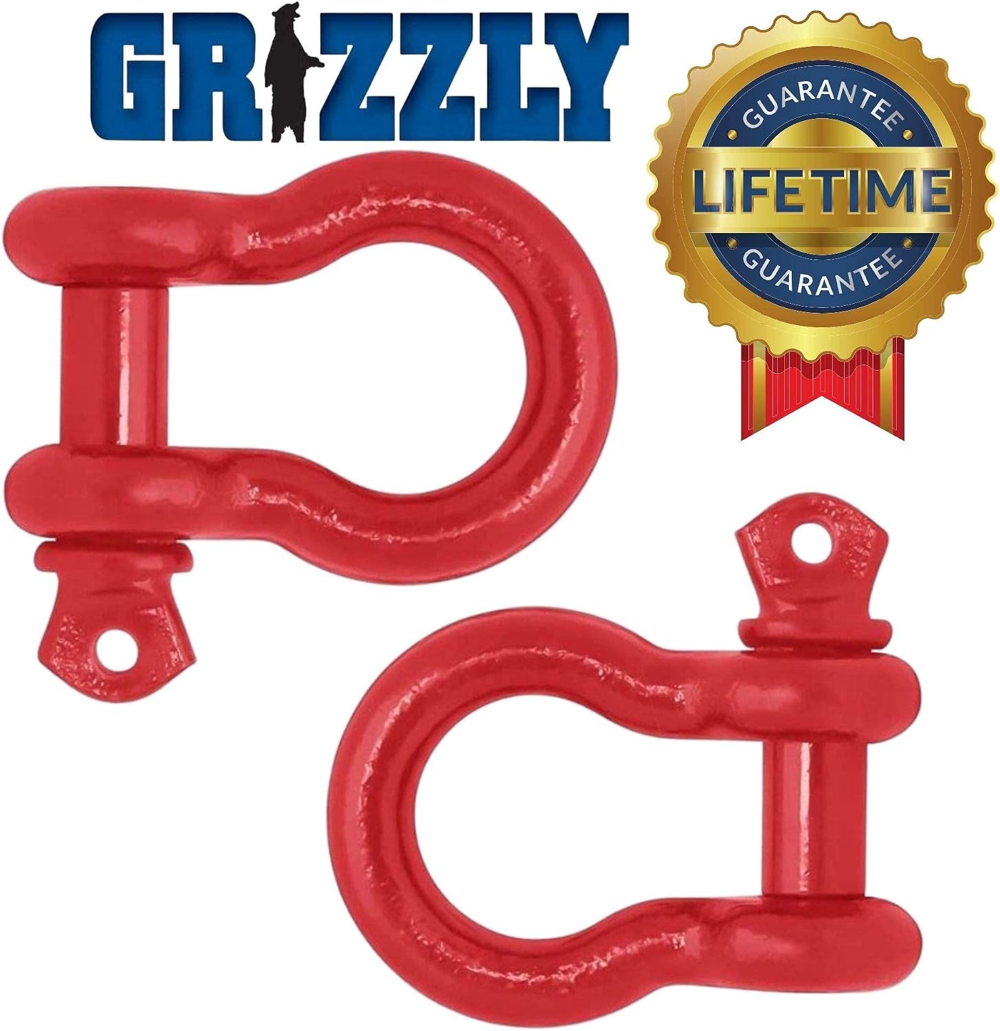 2 Pack- D Ring Shackles 3/4 INCH – Red – Heavy Duty Forged Steel with 4.75 Ton Capacity – Ideal for Jeeps, ATV’s, Trucks to use with Recovery,Towing, Snatch Straps,Snatch Block,Tree Savers