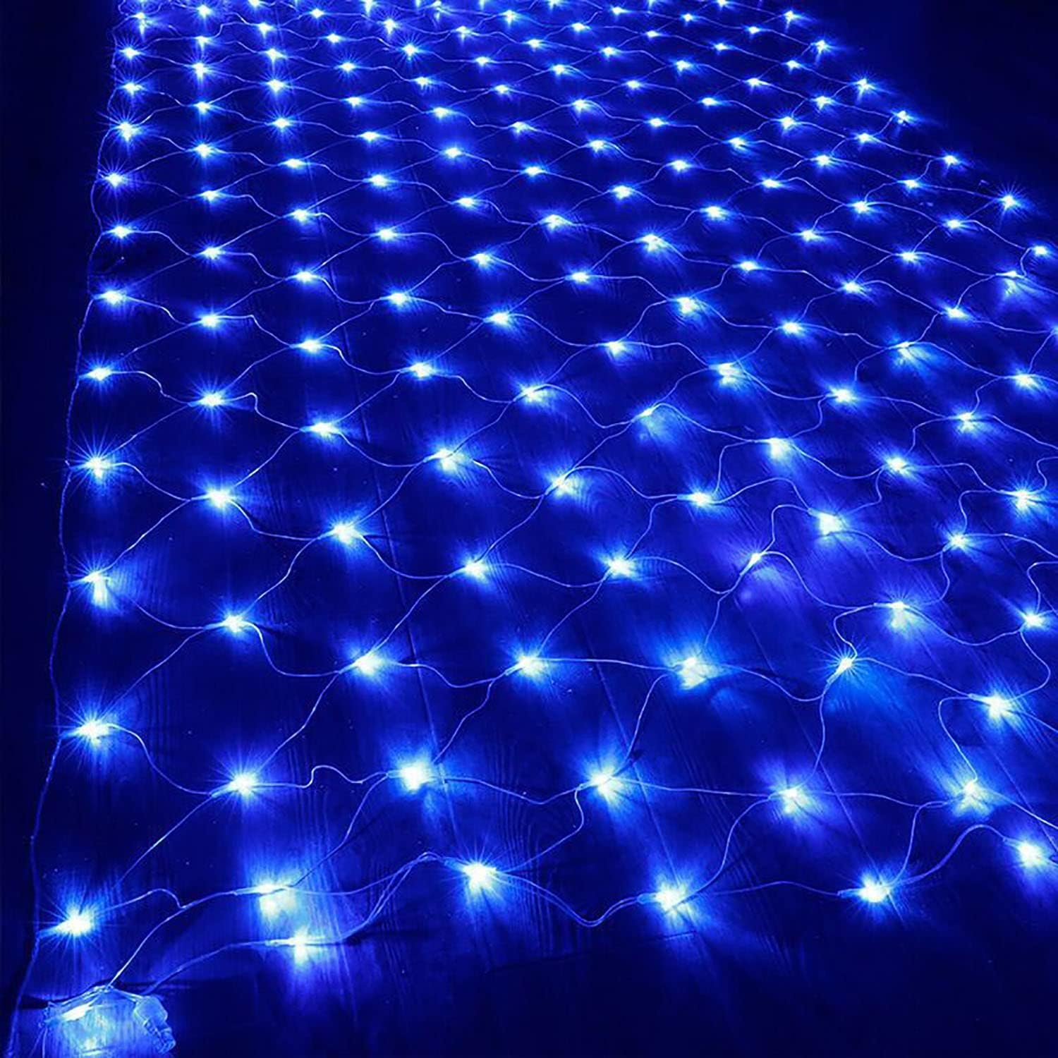 KINGCOO 672LED Lichternetz Lichterkette, Wasserdichte Batteriebetriebene Netzlicht Mesh Lichtervorhang Leuchten für Garten Außen Innen Weihnachten Hochzeit Party Wand Dekor (Blau, 6X4M)