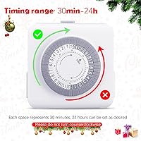 Vista 4 de Maxdot 4 temporizadores de 24 horas para enchufes eléctricos, temporizador mecánico de enchufe interior resistente, intervalos de 30 minutos