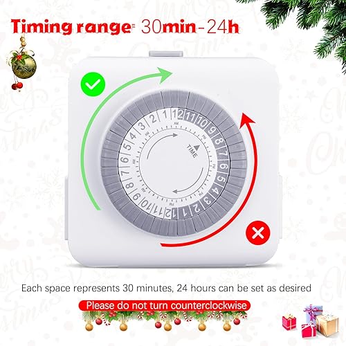 Miniatura 4 de Maxdot 4 temporizadores de 24 horas para enchufes eléctricos, temporizador mecánico de enchufe interior resistente, intervalos de 30 minutos,