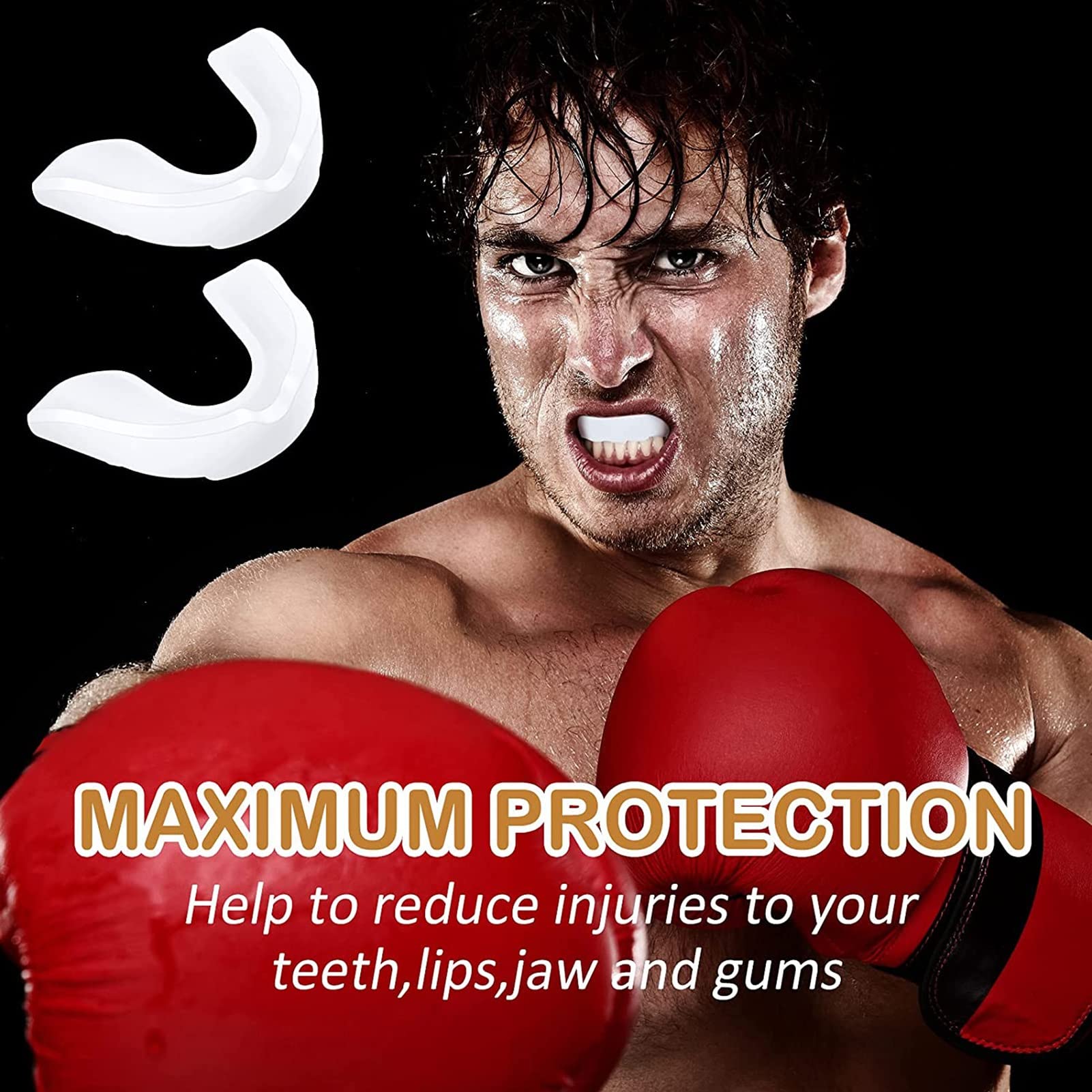 6 Protège-dents, Protège-dents EVA Sports Avec Étui Transparent, pour Le Judo, Le Grappin, Le Combat Libre, Le Hockey Sur Glace, Le Rugby, Le BJJ, Le Baseball et Le Muay Thai