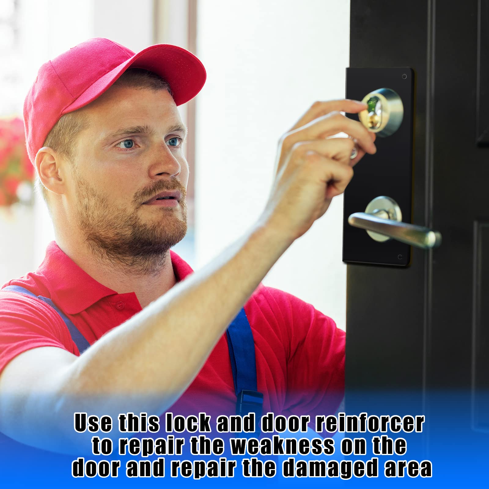 Stainless Steel Lock and Door Reinforcer Plate Lock Reinforce and Repair Doors Black Door Jamb Reinforcement 5-1/2 Inch, 2-3/8' x 1-3/4 Inches for Front Entry Bedroom Door Home (1 Piece)